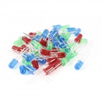 50 Pcs 5mm Dia Straw Hat Red Green Blue RGB LED Lamp Emitting Diodes DC 2.5-3.0V