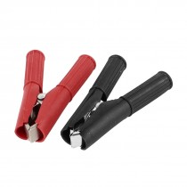 2PCS Insulated Plastic Coated Car Battery Alligator Clip Red Black