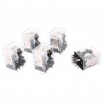 HH54PL AC 110/120V Coil 14 Pins 4PDT Red LED Indicator Light Power Relay 5 Pcs