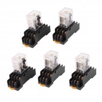 AC 380V Coil Red Indicator Light 3PDT 11 Pins Power Relay 5 Pcs + Socket Base