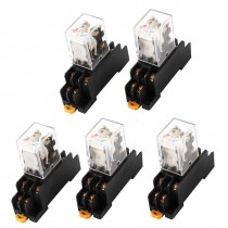 AC 24V Coil Red Indicator Light DPDT 8 Pins Power Relay 5 Pcs + Socket Base