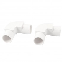2 Pcs 90 Degree White Cap PVC 20mm Inner Dia Wire Pipe Connector