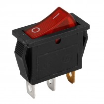 AC 250V/15A 125V/30A 3P SPST I/O Red Lamp Snap in Boat Rocker Switch