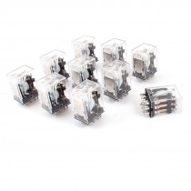 HH53PL AC 110/120V Coil 11-Pin 3PDT Red LED Indicator Light Power Relay 10 Pcs