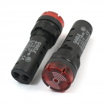 2PCS AC/DC24V Red LED Telecommunications Signal Pilot Light w Buzzer