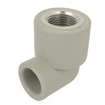 Gray PVC 1/2PT Thread 20mm Right Angled Water Pipe Tube Adapter Connector