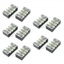 10 Pcs Dual Row 3P Covered Screw Terminal Block Strip Black 600V 25A