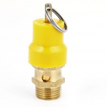 Yellow Cover Gold Tone Air Compressor Safety Pressure Relief Valve 1/4 PT Thread