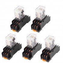 HH53PL DC 24V Coil 3PDT 11Pin 35mm DIN Rail Electromagnetic Power Relay 5 Pcs