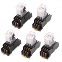 AC 24V Coil 4PDT 14 Pin Red LED General Purpose Power Relay 5 Pcs w Socket