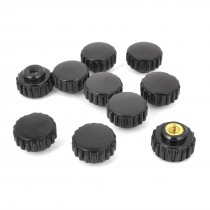 Black 4mm Female Thread 10mm Height Knurled Round Knob 10 Pcs