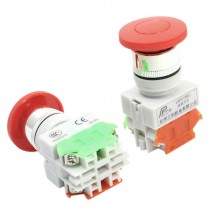 660V 10A 22mm Panel Mounting DPST Momentary Mushroom Push Button Switch 2Pcs