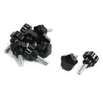10Pcs 6mm x 20mm Male Thread Black Star Base Clamping Star Knob Grip 40mm