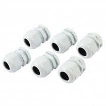 6 Pcs PG21 28mm Male Thread Diameter White Plastic Connector Cable Gland