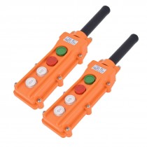 COB61A Up Down 2 Ways Orange Red Rainproof Hoist Crane Pushbutton Switch 2 PCS