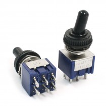 2Pcs AC 6A 125V DPDT 3 Position ON-OFF-ON Power Control Toggle Switch