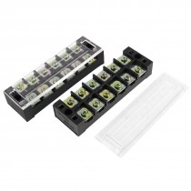 2pcs TB 4506L 600V 45A Dual Rows 6P Covered Barrier Screw Terminal Block