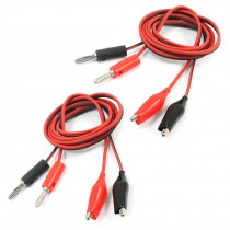 2 Pcs Alligator Clip to Banana Plug Multimeter Testing Lead Cable Black Red 1m