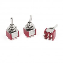 3pcs Switching Light Toggle Switch 2 Positions 6Pins DPDT AC 250V 2A 120V 5A
