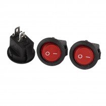 AC 250V 3A 125V 6A 2 Pins SPST ON/OFF 2 Positions Rocker Switch Black Red 3 Pcs
