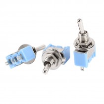 3 Pcs ON/ON 2 Position 3Pin NO NC SPDT Toggle Switch Light Blue AC 125V 6A