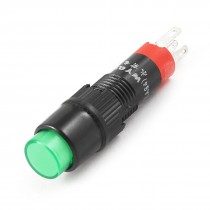 DC 12V SPDT 5 Pin Soldering Locking Green Lamp Press Push Button Switch