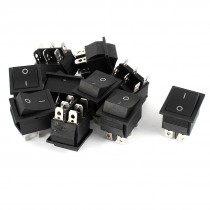 AC 250V 16A 125V 20A 6 Termials DPDT ON/OFF 2-Position Rocker Switch Black 10Pcs