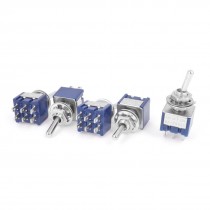 AC 125V 6A 3 Position ON-OFF-ON Blue Mini Toggle Switch 5 Pcs