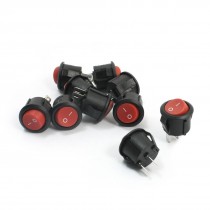 10Pcs AC 3A/250V 6A/125V 2 Pin SPST On/Off Round Head Rocker Switch
