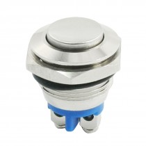 AC 250V 3A SPST 16mm Thread Momentary Metal High Head Push Button Switch