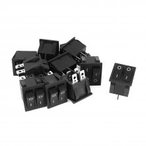 AC 250V 15A 125V 20A 4Pin Dual SPST ON/OFF 2-Position Rocker Switch Black 10 Pcs