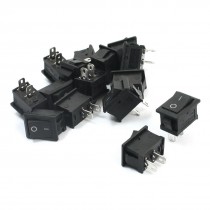 15Pcs SPST ON/OFF 2Pin Black Head Rectangle Rocker Switch AC250V 6A AC125V 10A