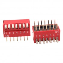 2 Pcs 2.54mm Pitch 7 Position Slide Type DIP Switch Red