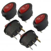 5 x Red Illuminated Light On/Off SPST Oval Rocker Switch 6A/250V 10A/125V AC