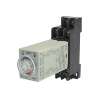 AC 220V H3Y-2 0-1S DPDT 8 Pins Power on Time Delay Relay w Base