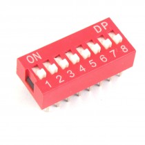 10 Pcs 2.54mm Pitch 8 Position Piano Type DIP Switch Red
