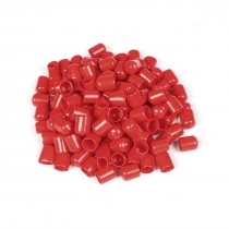 130 Pcs 24mm Height 16mm Inner Dia Round Tip Red PVC Insulated End Caps