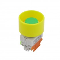 AC 660V 10A Green Sign Momentary Yellow Round Push Button Switch 1NO 1NC