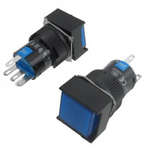 2 x 5P Momentary 1NO 1NC Blue Neon Light Square Push Button Switch 24V