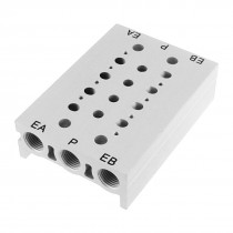 Rectangle Aluminum Block Manifold Solenoid Valve Base 4 Stations