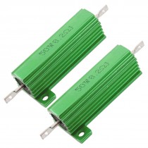 2 x Chassis Mounted 50W 8.2 Ohm 5% Aluminum Case Wirewound Resistors Green