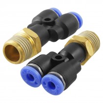 2 Pcs Pneumatic 1/4" Thread 4mm Push In Y Shape Quick Connector