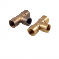 2 Pcs G 1/4" Thread Size 3 Way Water Hose Female Pipe Tee Connector Gold Tone