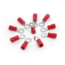 10 Pcs Red PVC Sleeve Pre Insulated Ring Terminals RV1 25 4L