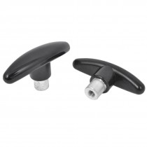 2 Pcs Black T Shaped M8 x 15mm Threaded Handle Lever Replacement