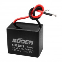 CBB61 AC 450V 4.5uF 5% Polypropylene Film Motor Running Capacitor Black