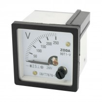 AC 0-250V Class 2.5 Square Analog Volt Panel Mount Meter Gauge