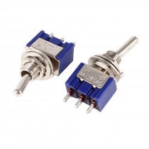 2 Pcs MTS-102 3-Pin SPDT ON-ON Mini Toggle Switch AC 6A 125V