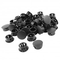 40pcs Black Plastic 16mm Dia Round Locking Hole Plugs Button Covers