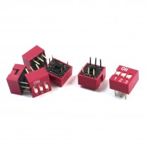 6 Pcs Red Double Row 6 Pin 3 Positions 2.54mm Pitch DIP Switches